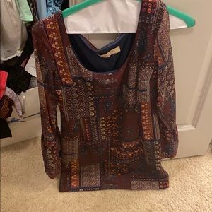 Multicolored open shouldered bell sleeve dress